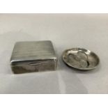 A silver ash tray with wishbone rest, London 1898 together with a silver cigarette box initialled