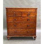 A Victorian mahogany chest of drawers, the rectangular top above frieze drawer, two short and