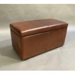 A brown leather upholstered ottoman, 80cm wide