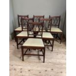 A set of six 19th century mahogany dining chairs, the reeded frames slightly concave, tablet top