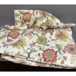 A reversible bed throw of floral and stripe design, 228cm x 233cm