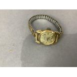 A Sully lady's manual wrist watch in 18ct rose gold case c.1950 on later rolled gold expanding