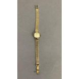 A Tissot lady's wrist watch c.1962 in 9ct gold case with chevron lugs no. 3440, 17 jewelled lever