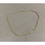 A Victorian neckchain in 9ct rose gold oval belcher links with barrel shape fastener, approximate