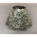 An Edward VII silver candle shade of conical form pierced overall with caryatids, faun, masks,