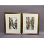 Italian School, contemporary, a quiet backwater, canal scene, Venice, a pair, watercolour and
