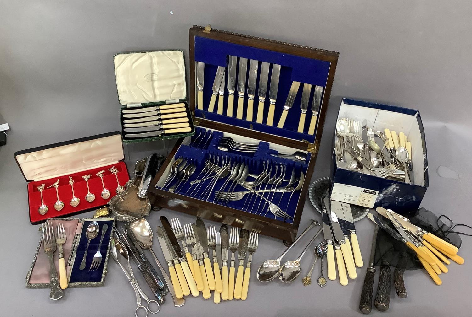 A quantity of silver plated cutlery etc