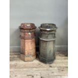 A salt glazed octagonal chimney pot, 80cm high, and another (2)