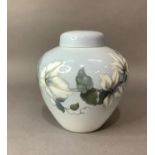 A Royal Copenhagen vase and cover painted with clematis, printed and underglaze blue marks to