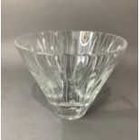 A Stuart crystal vase of flared outline, cut with a stylised grass design, 21.5cm diameter by 17cm