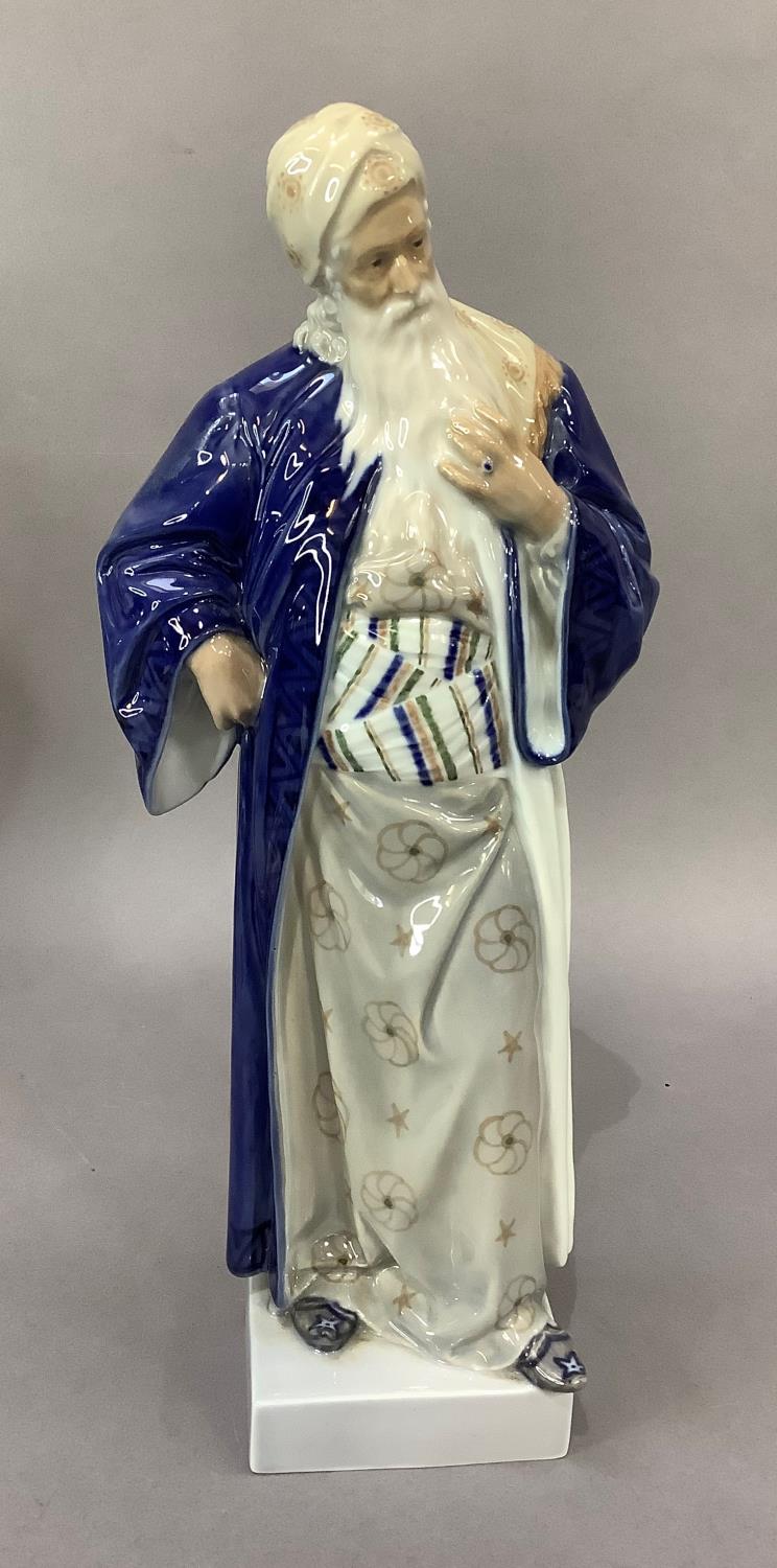A Royal Copenhagen figure of Nathan The Wise, printed and underglaze blue mark to underside, 35cm - Image 2 of 4