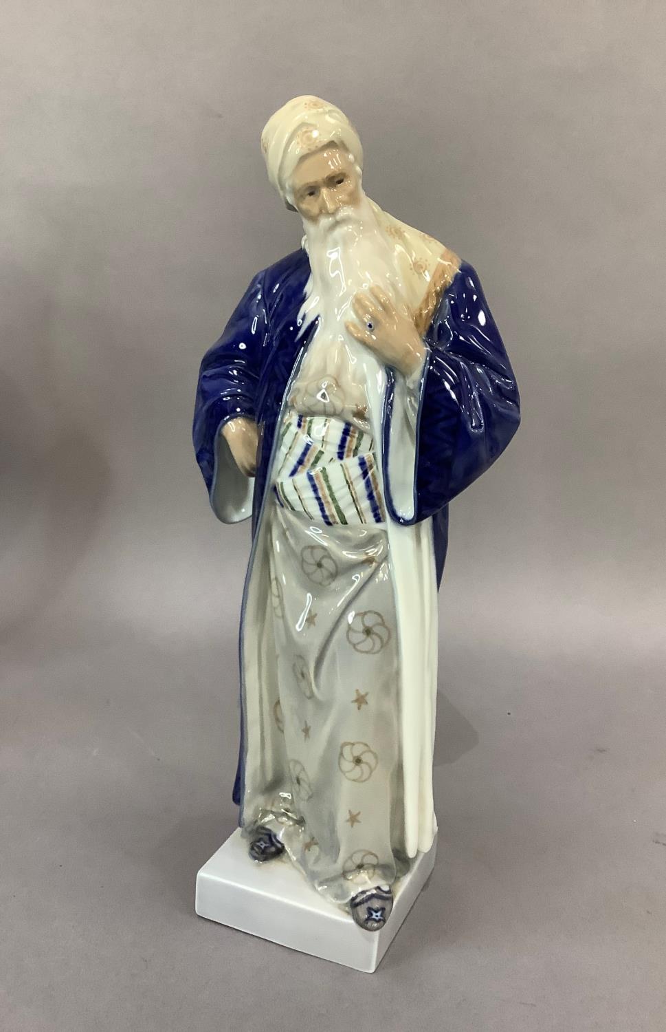 A Royal Copenhagen figure of Nathan The Wise, printed and underglaze blue mark to underside, 35cm