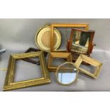 A quantity of Victorian and later picture frames together with a Victorian toilet mirror