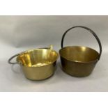 Two brass jam pans, 23.5cm diameter