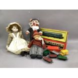 A small quantity of Hornby 00 gauge carriages and locomotives together with teddy bears,