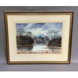 Griff, 20th century, Lake and Woodland with silver birch trees, watercolour, signed to lower left,