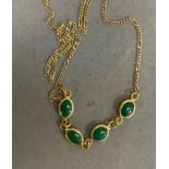 A jade necklace the four marquise double cabochon stones collect set Levitan Figaro link chain in