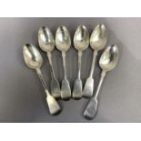 A set of six Victorian silver teaspoons, London 1848, makers initials H.H