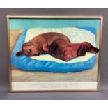 After David Hockney, Dog Paintings, Salts Mill 1995, poster print, 52cm x 64cm