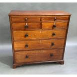 An early Victorian mahogany chest of drawers, the rectangular top above two cockbeaded drawers,