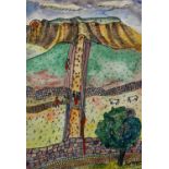 ARR Lois Bygrave (1915-1996), Roman Wall, Lake District, pen, ink and watercolour, signed to lower