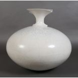David Roberts (b.1947), a large Raku earthenware vase c.1995, coil built, of compressed spherical