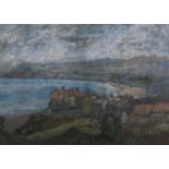 20th century British, Robin Hood's Bay, a rainy day, pastel, unsigned, 23cm x 41.5cm