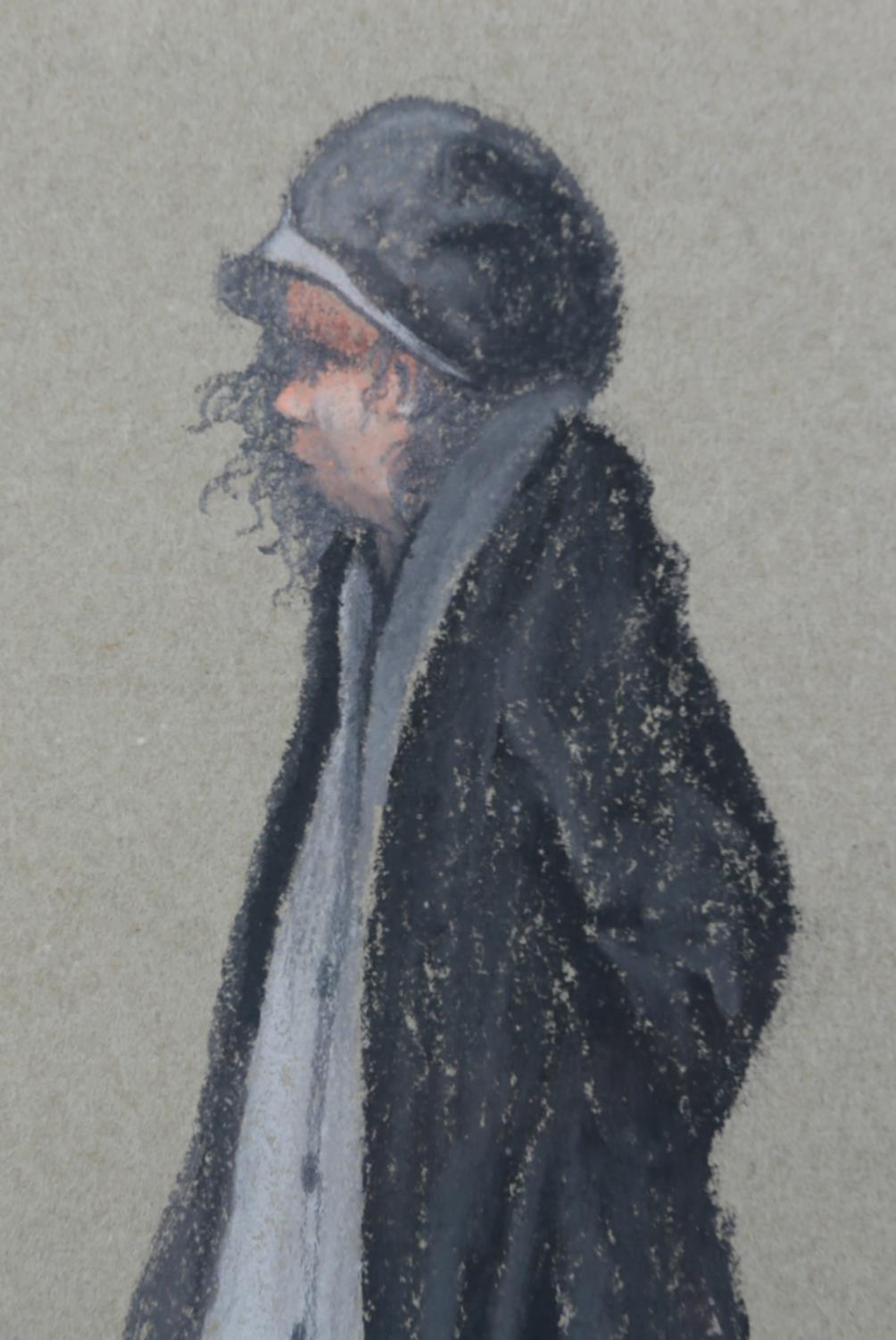 ARR Brian Shield 'braaq' (1951-1997), portrait of a girl wearing hat and coat, standing, pastel, - Image 3 of 5