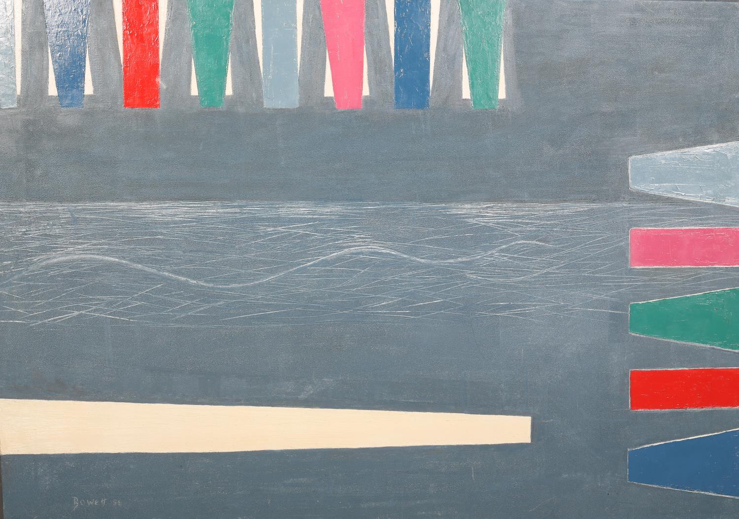 ARR Druie Bowett (1924-1998), Nautic II, abstract seascape, oil on canvas, signed and dated (19)96