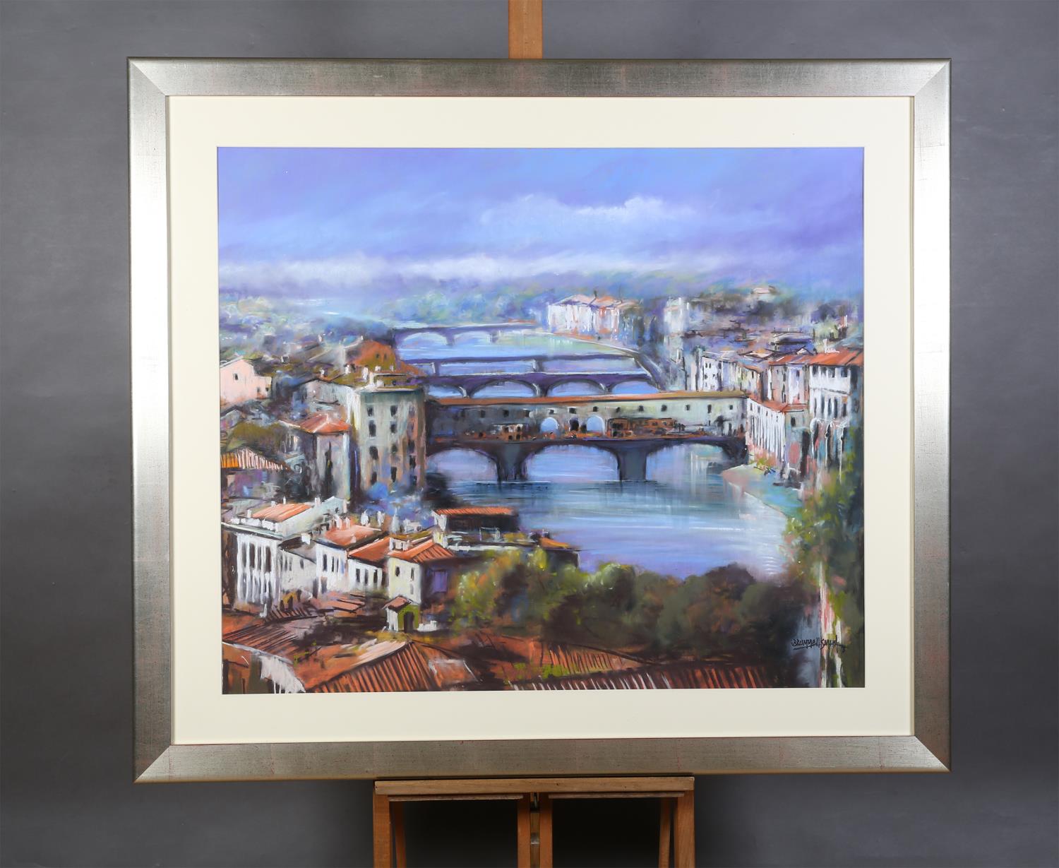 ARR Tony Brummell Smith (b.1949), Ponte Vecchio, Florence, pastel, signed to bottom right, 81cm x - Image 2 of 4