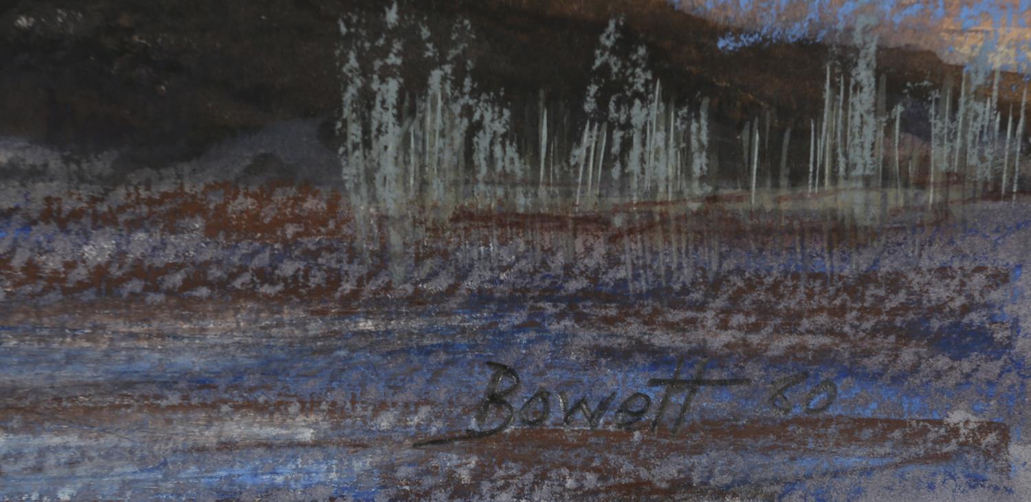 ARR Druie Bowett (1924-1998), mountain landscape, pen, pastel and colour wash, signed to bottom - Image 3 of 3
