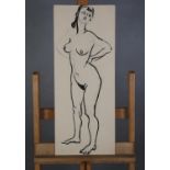 ARR Druie Bowett (1924-1998), study of a female nude, standing, pen and ink, initialled and dated (