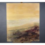 ARR Jo Simmons, moorland at sunset, oil on board, signed verso, 102cm x 87cm
