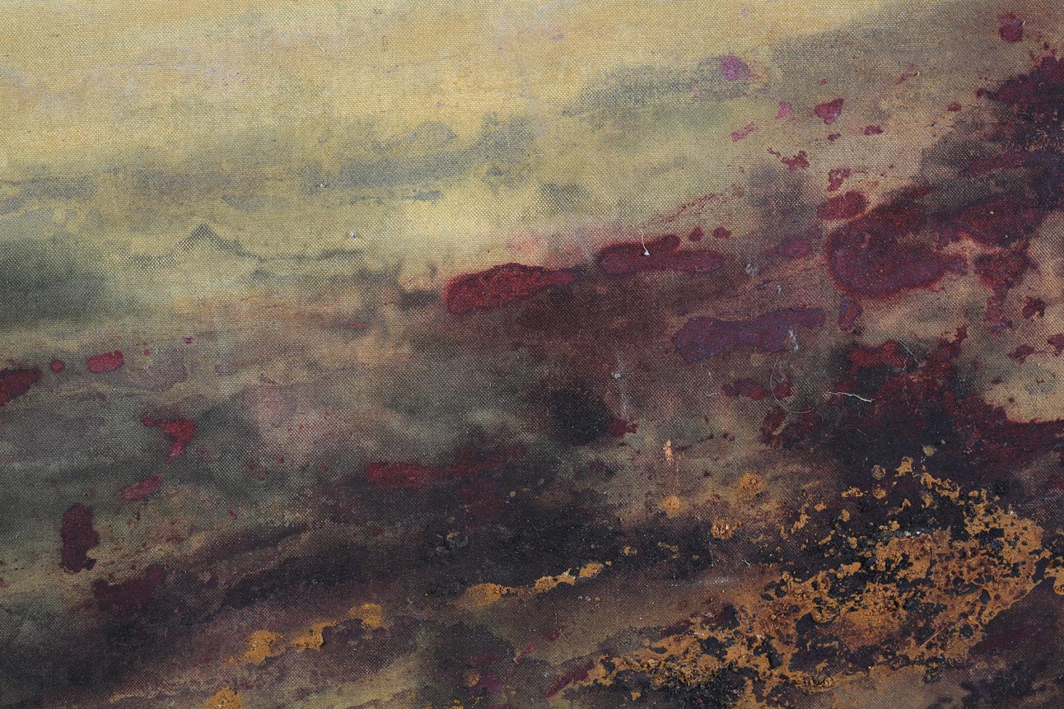 ARR Jo Simmons, moorland at sunset, oil on board, signed verso, 102cm x 87cm - Image 2 of 5