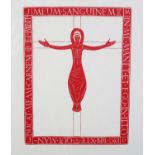 After Eric Gill (1882-1940), Crucifix, woodblock print in colour, no. 204/480, 29cm x 24cm