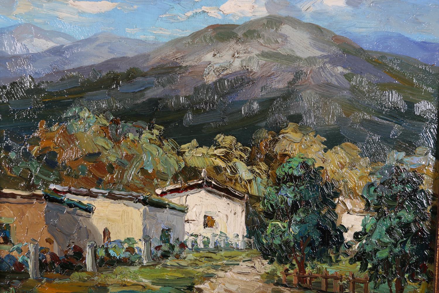 20th Century European, mountain landscape with white washed houses, oil on canvas, indistinctly - Image 3 of 4