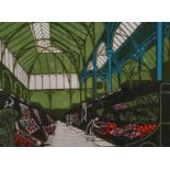 ARR After Edward Bawden (1903-1989), Convent Garden Flower Market, lithograph in colours, limited