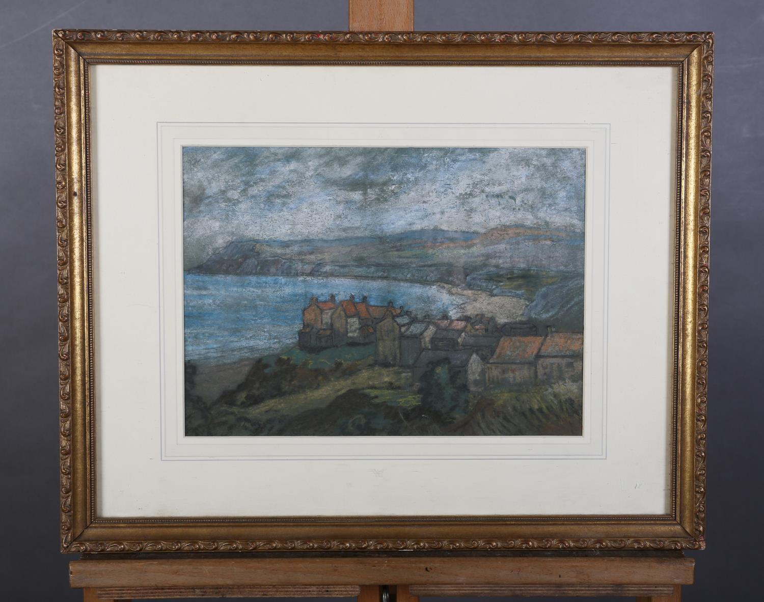 20th century British, Robin Hood's Bay, a rainy day, pastel, unsigned, 23cm x 41.5cm - Image 2 of 4