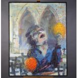 ARR Alan Pergusey, Blind Beggar Woman Playing Maracas and Singing, oil with cloth on canvas,
