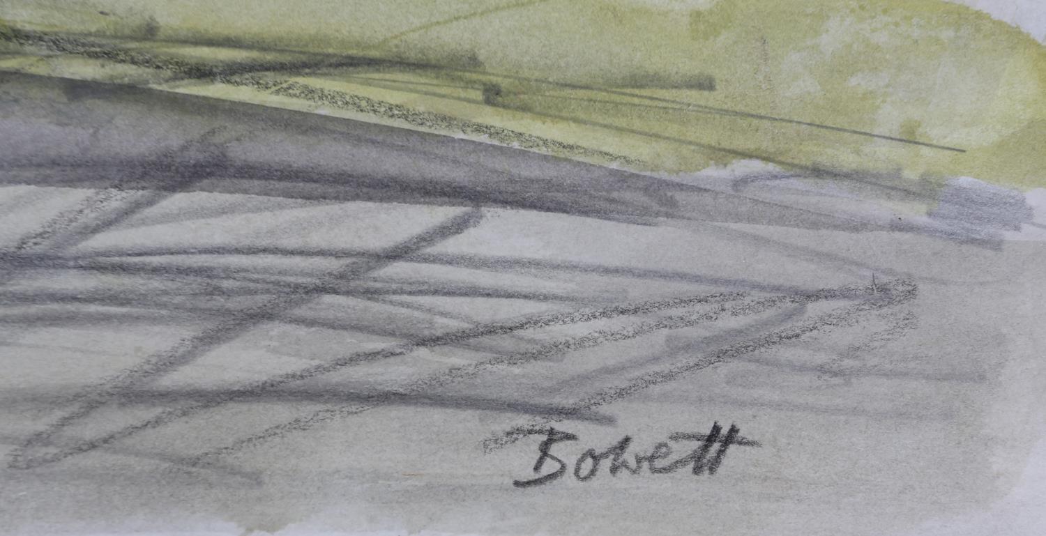 ARR Druie Bowett (1924-1998), Hazlewood Castle, nr.Tadcaster, pen and ink, pencil and colour wash, - Image 3 of 3