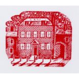 After Eric Ravilious (1903-1942), house with archway, woodcut printed in red, an impression from the