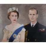 ARR Reginald James Mitchell Aird (1890-1960), Queen Elizabeth II and Prince Philip, portrait, head
