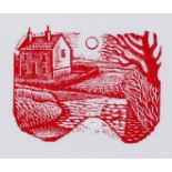 After Eric Ravilious (1903-1942), cottage, woodcut printed in red, an impression from the original