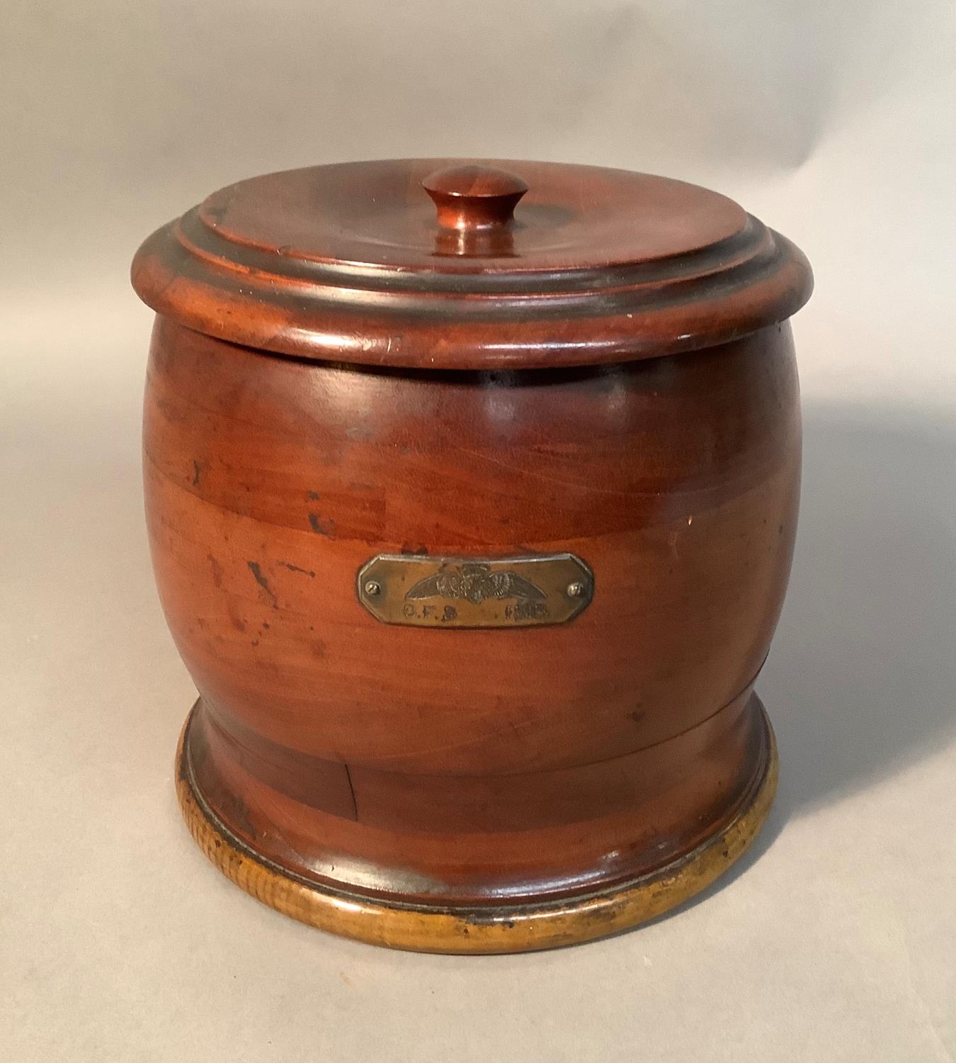 Central Flyer School - A tobacco box formed from the centre section of a mahogany laminate - Image 2 of 4