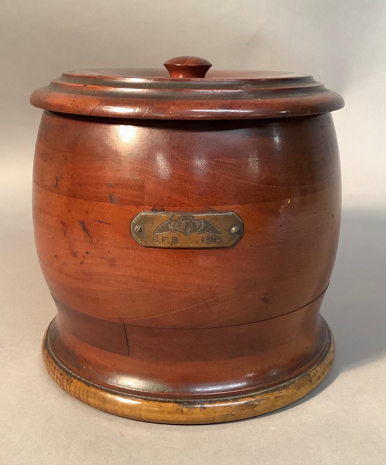 Central Flyer School - A tobacco box formed from the centre section of a mahogany laminate