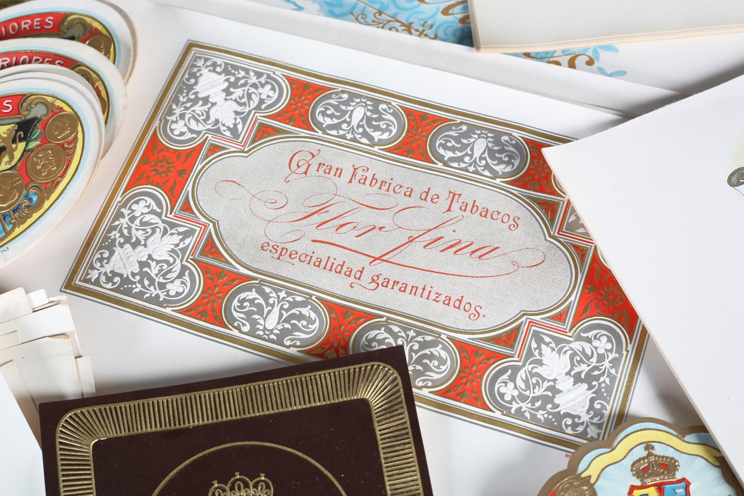 A large quantity of vintage chromolithographic and gilt printed cigar box labels, some with embossed - Image 5 of 8