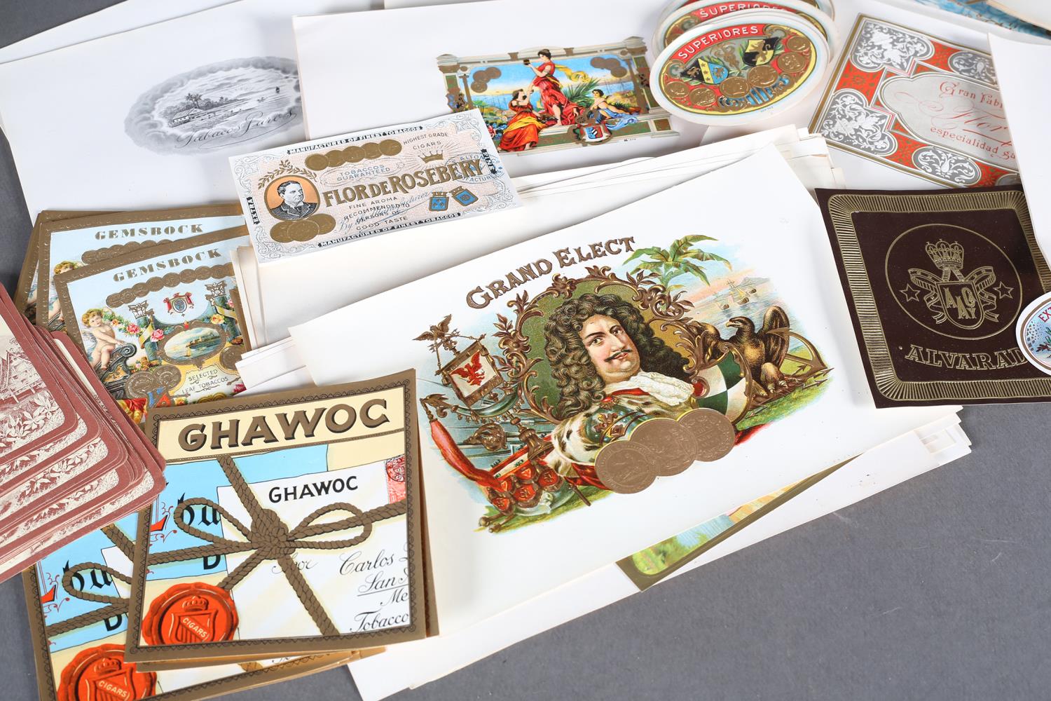 A large quantity of vintage chromolithographic and gilt printed cigar box labels, some with embossed - Image 2 of 8