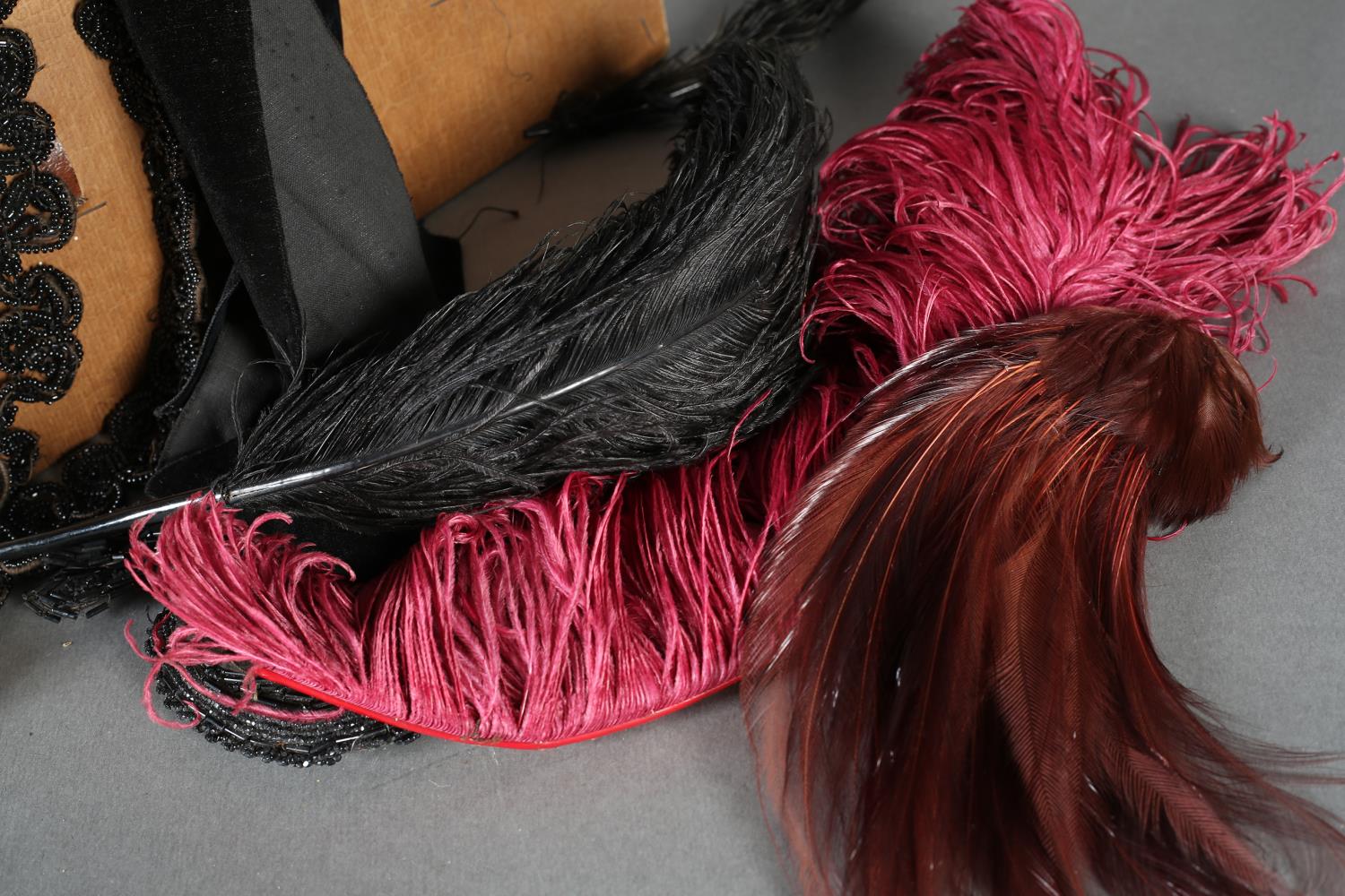 Funeral director's horse trims including black and purple ostrich feathers and black velvet trims, - Image 2 of 3