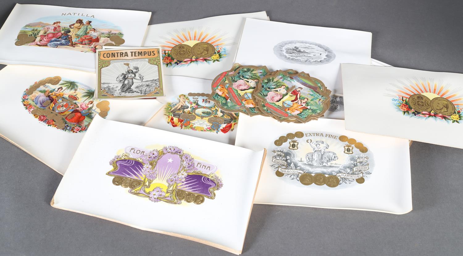 A large quantity of vintage chromolithographic and gilt printed cigar box labels, some with embossed