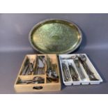 A suite of silver plated beaded cutlery including dinner knives and forks, fish knives and forks,